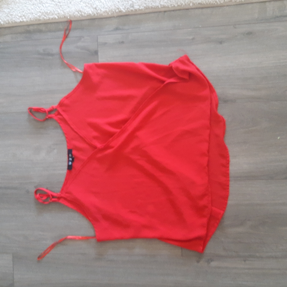 Red flowy tank top
